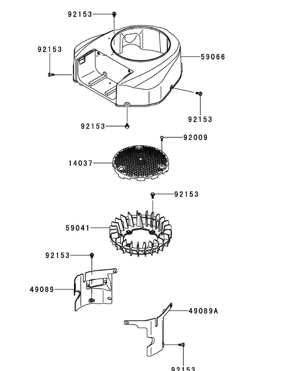Kawasaki Fr600v-As06 Cooling Equipment Diagram and Parts List for XT2-LX42KW (Carb-13WGA1CS210)(2015) Cub Cadet Lawn Tractor